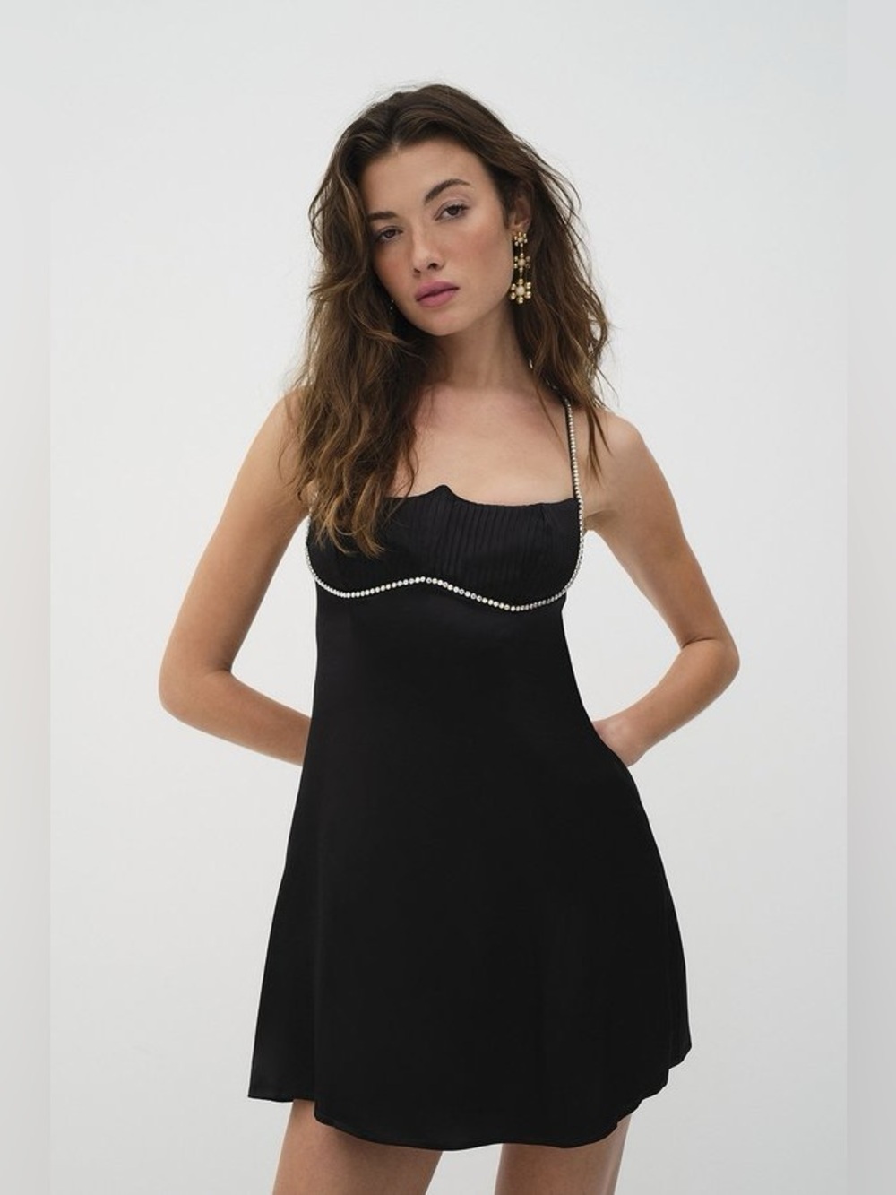NWT For Love & Lemons Elora Mini Dress Black